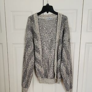 Vintage Ruffian Men's Black and White Cardigan Sweater